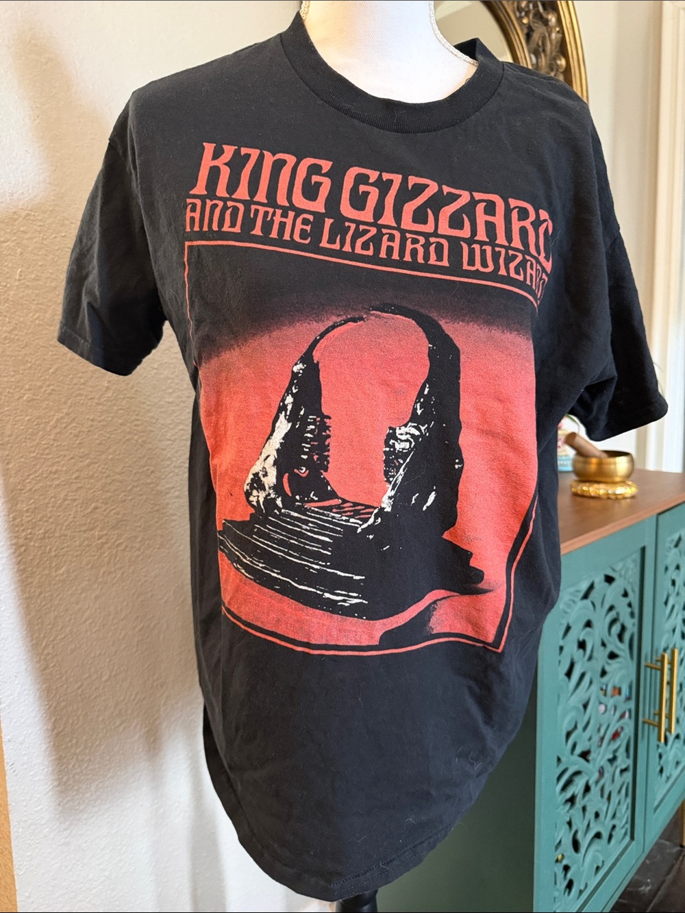 Gildan Black Mens Tee with Red Graphic